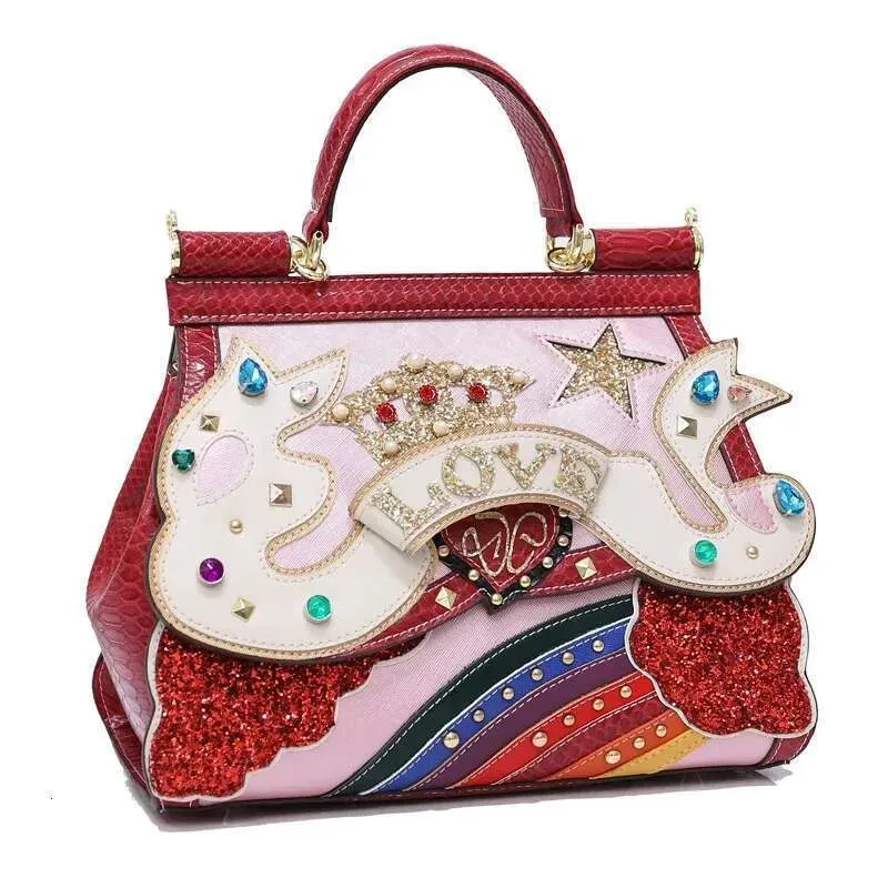 Wysokiej jakości damska skórzana torebka na ramię, designerska torba crossbody Braccialini Clouds Rainbow_voghion.com