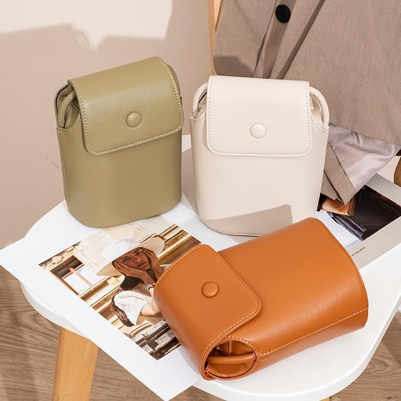 Borsa a tracolla di alta qualità in PU per telefono, versione coreana, da donna, modello secchiello, 2025_voghion.com