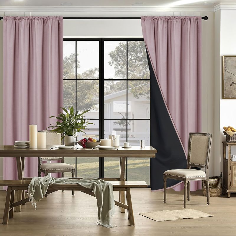 100% Blackout Curtains For Living Room - Rod Pocket Sun Blocking Thermal Insulated Drapes - Modern Style (Multiple Sizes & Colors)_voghion.com