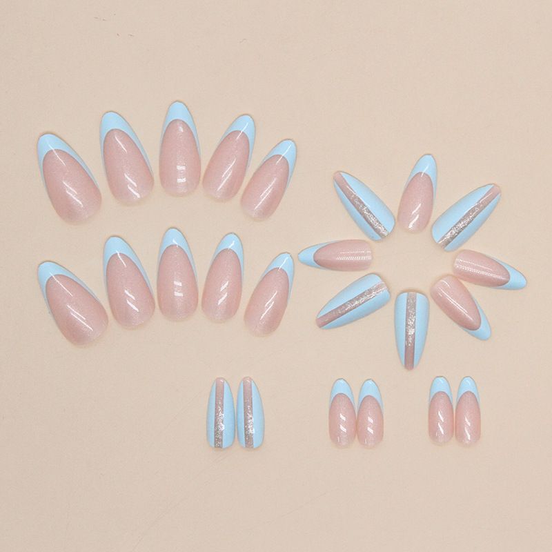 Nail Art mignon frais amande armure bleu clair simple Nail Art léger luxe Ins Style Nail Fashion portant armure_voghion.com