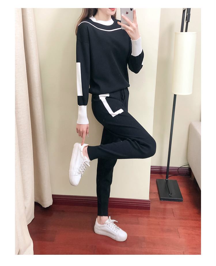 large size fashion temperament suits for women in spring and autumn new casual knitted two-piece suits_voghion.com