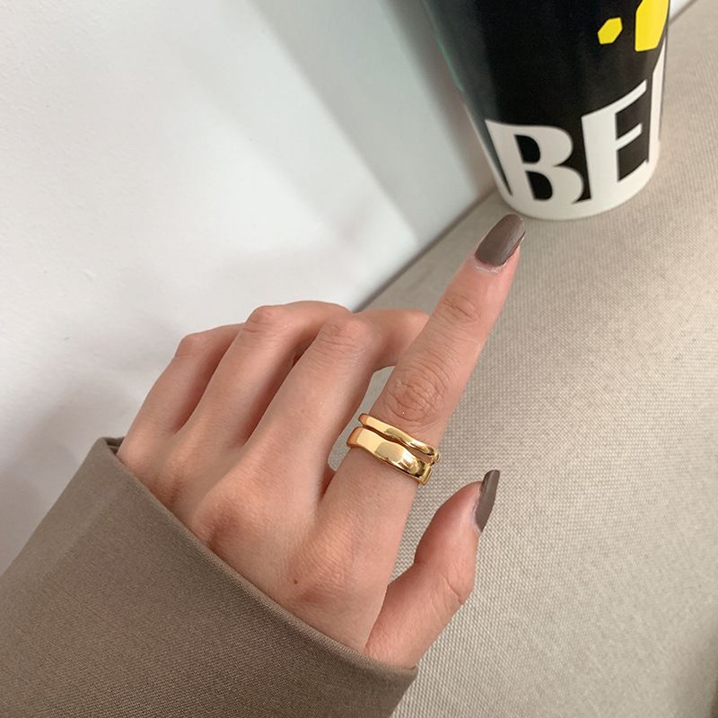 Personalized fashion open wave ring ring female ins trendy internet celebrity simple cold style index finger little finger pinky ring_voghion.com