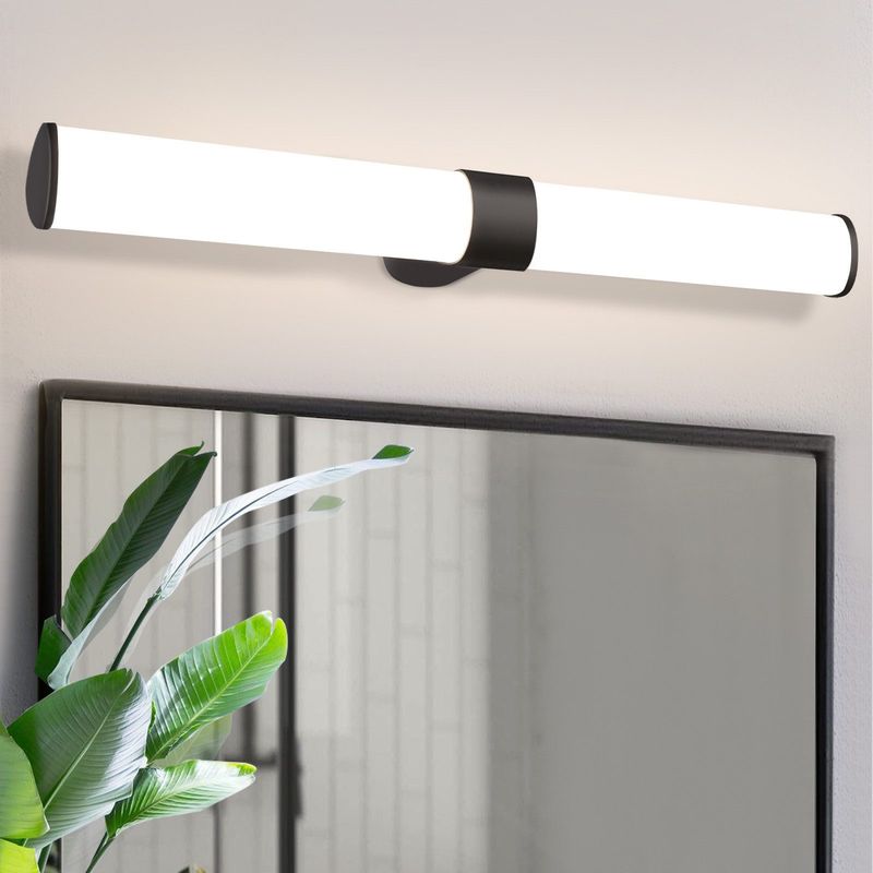 Glitzerlife LED Spiegelleuchte Schwarz Bad Spiegellampe - Wandlampe 8W IP44 Wasserdicht Neutralweiß 4000K Badlampe 60CM Schminklicht Für Badschrank Schminktisch_voghion.com