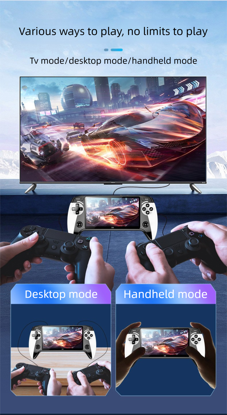 New X9 Handheld Game Console 5.5inch Large Screen Arcade Ten Simulators Ultra-Clear Picture_voghion.com