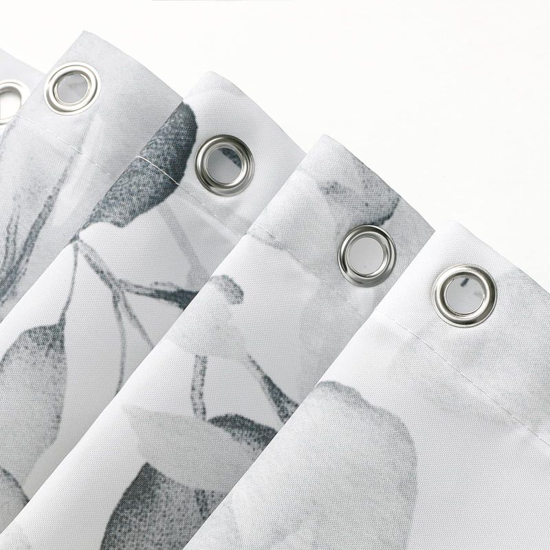 Cross-border Source Digital Printing Single Layer Blue Eucalyptus Waterproof Shower Curtain Set 72x72inch_voghion.com