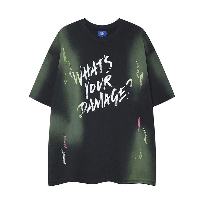 Unbeatable Quality Popular Star Burning Flower Craftsmanship Design Sense Oversized Shoulder Loose Round Neck T-shirt Cotton Ins Short_voghion.com