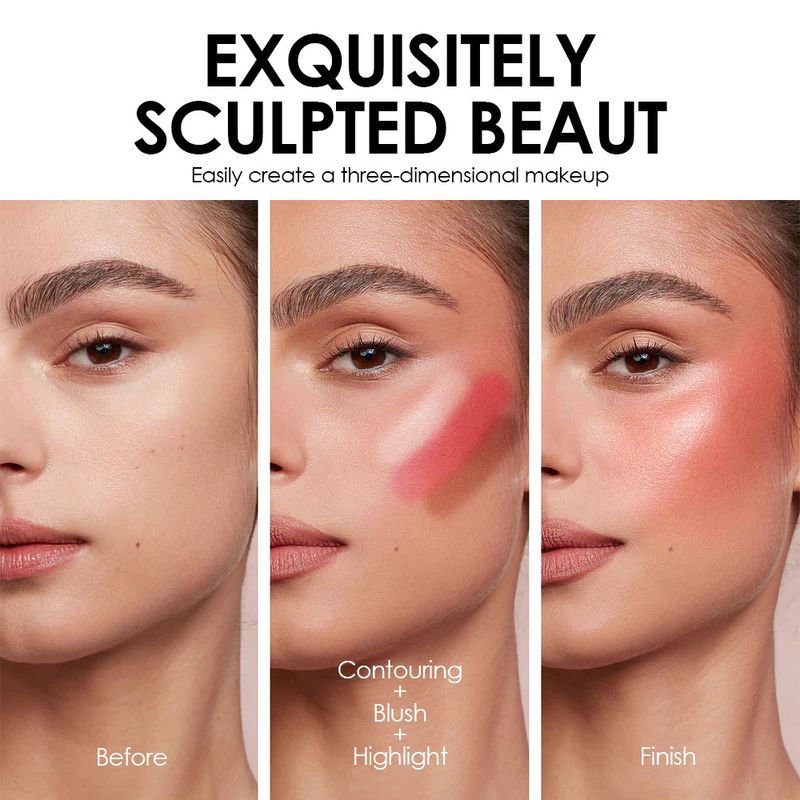 Julystar Multifunctionele Contour Stick - 3-in-1 Gezichtshighlighter, Bronzer & Blushcrème voor 3D-sculpting en natuurlijke gloed_voghion.com