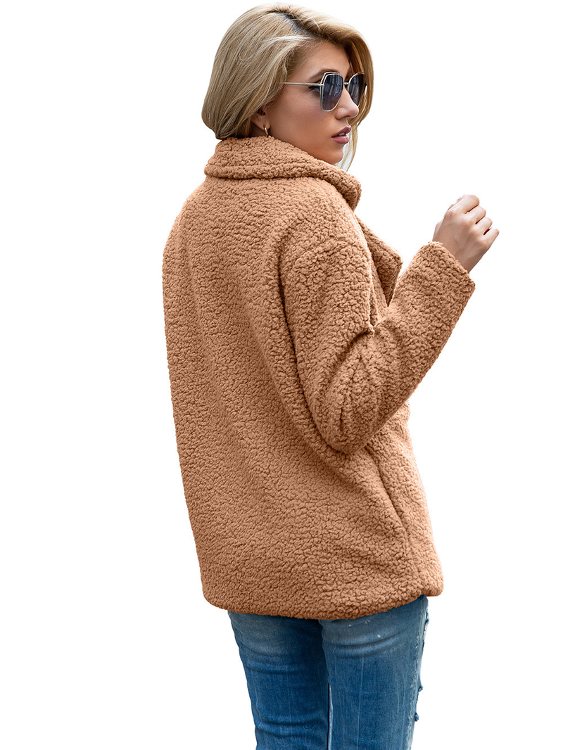 Herbst und Winter neuer Pelzmantel mit Knöpfen und lockerer Fleecepullover mit Revers_voghion.com