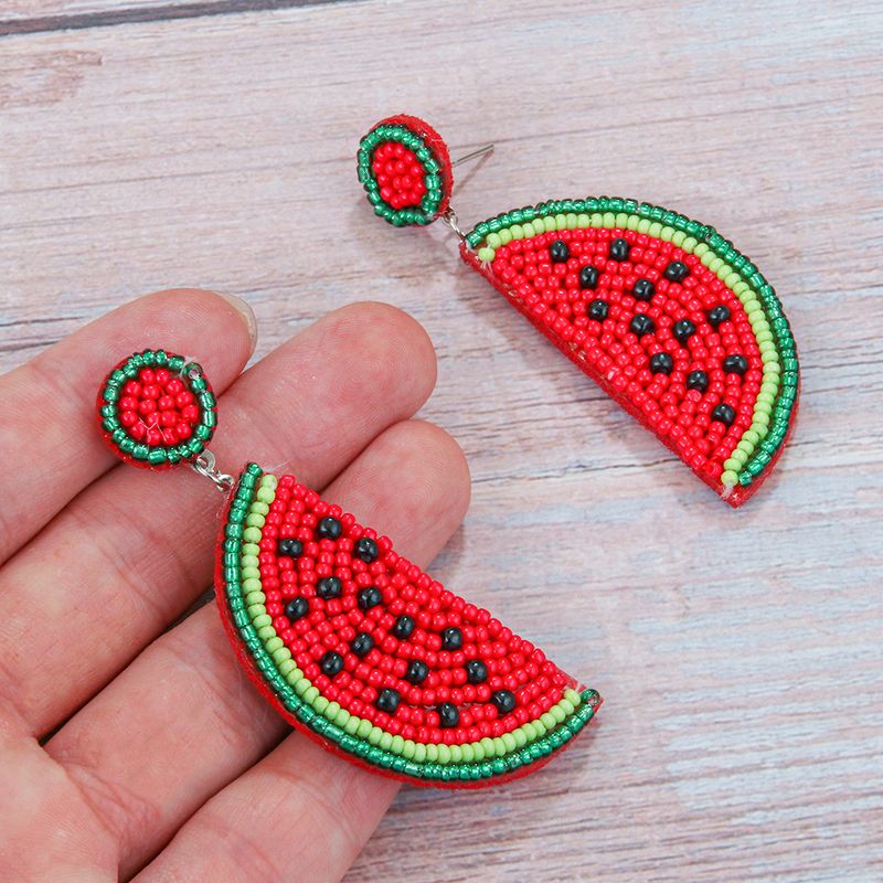 1 paio di orecchini pendenti in vetro non tessuto con perline di frutta tropicale a forma di anguria e frutta_voghion.com