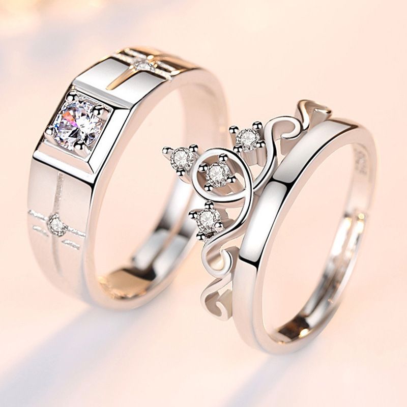 Paarring Weißgold Paarring Festivalschmuck Einfaches Valentinstags-Geburtstagsgeschenk_voghion.com