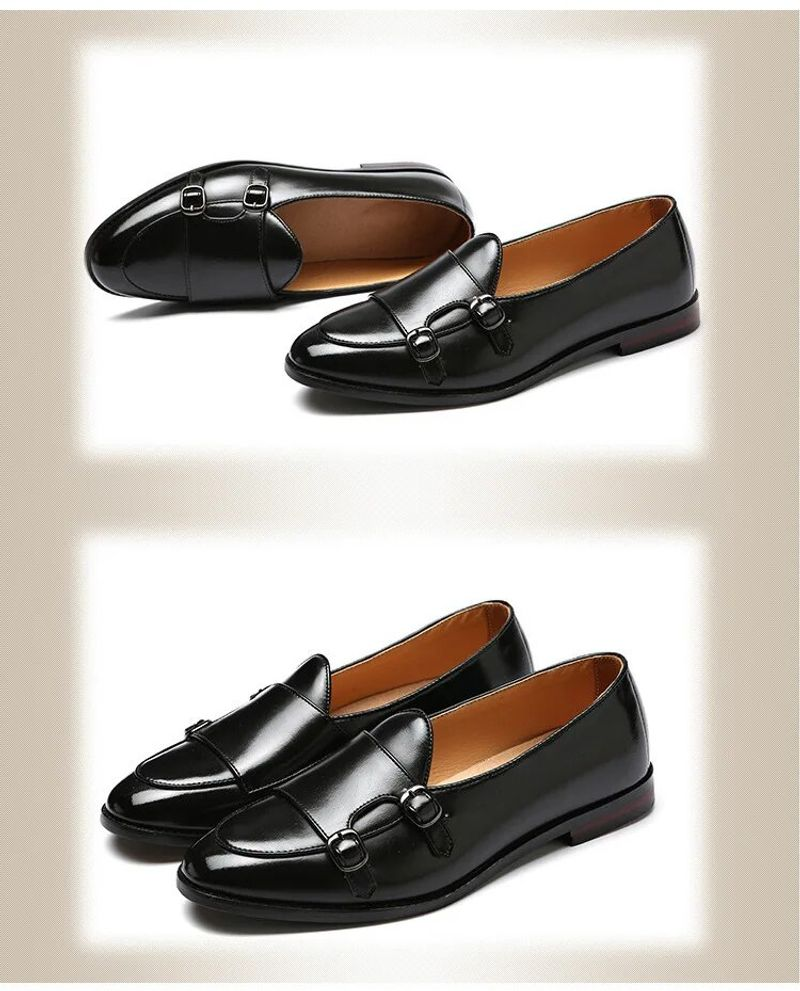 Herren Retro Patina Freizeit Lederschuhe Trendy Schnalle Party Hochzeit Schuh Herren Driving Flats Herren Mokassins Loafers EU_voghion.com