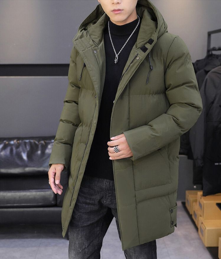 Abbigliamento da uomo Giacca imbottita in cotone di media lunghezza Giacca imbottita in cotone con cappuccio, 2023 inverno nuovo Giacca imbottita in cotone di seta Giacca imbottita in cotone lungo Giacca invernale_voghion.com