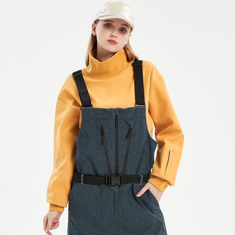001 Felpa con cappuccio antivento impermeabile tuta da snowboard collo alto maglia da sci foderata in pile pantaloni unisex strato interno_voghion.com