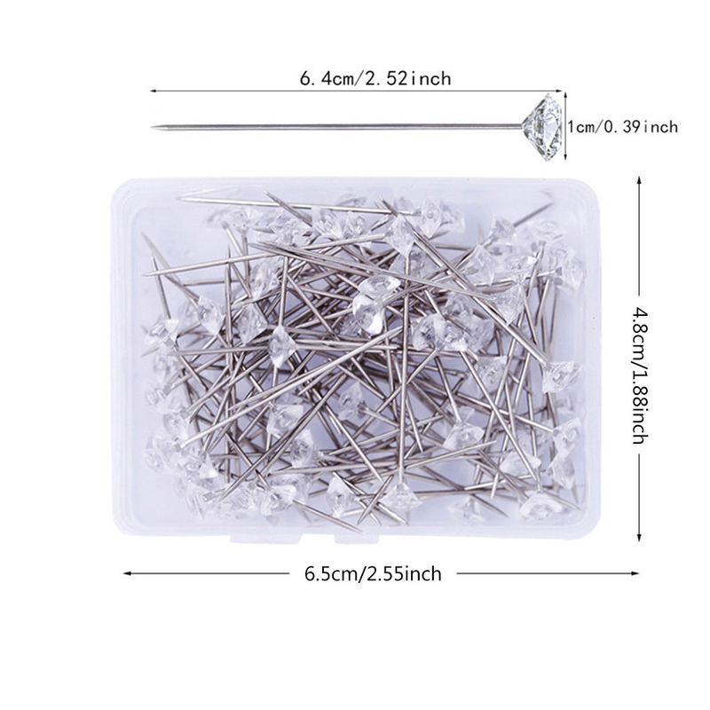 Perno de posicionamiento de perla con cabeza de diamante para ropa del hogar en caja de plástico_voghion.com