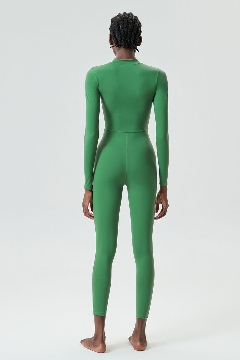 Combinaison Nuotan sexy haut de gamme New2024, combinaison de fitness moulante à fermeture éclair pour femmes, combinaison de danse à col ouvert à manches longues à séchage rapide_voghion.com