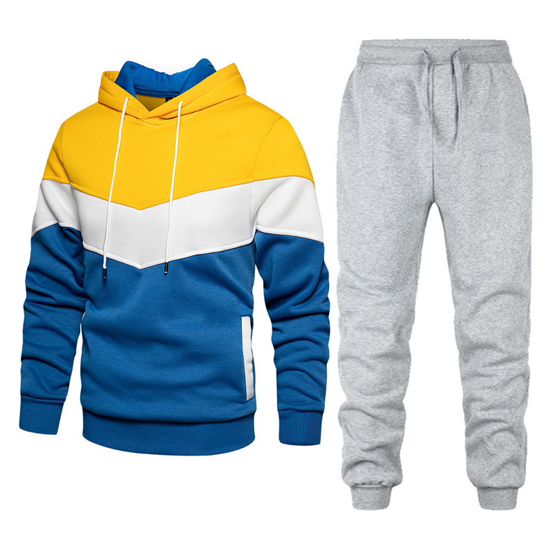 New splicing men's and women's leisure solid color splicing Sportswear running outdoor fashion two-piece set_voghion.com
