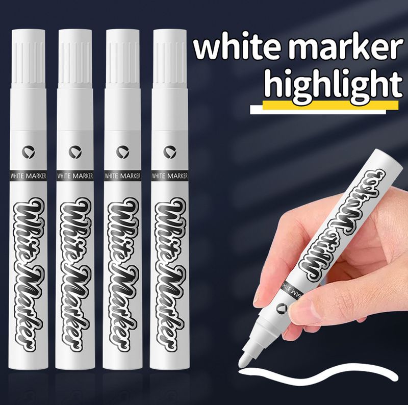 Weißer Unisex-Markierungsstift mit großer Kapazität, Werbeplakat-Malstift, hochglänzender weißer Markierstift, Graffiti-Malstift für Kinder_voghion.com
