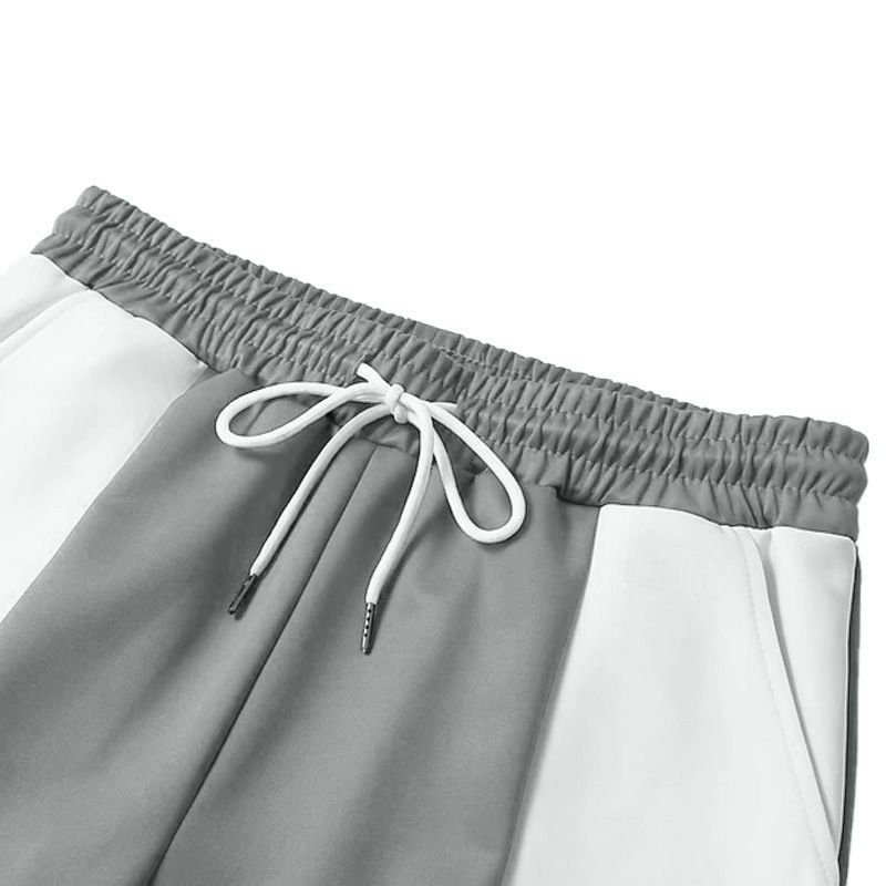 American Style Men Casual Sports Loose Fit Health Fabric Waist Jogging Quick Dry Patchwork Color Blocking Pants_voghion.com