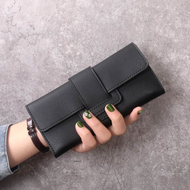 New Women's Long Wallet Tri-Fold Clutch Multi-Functional Pu Bag Korean Simple Fashion Wallet_voghion.com
