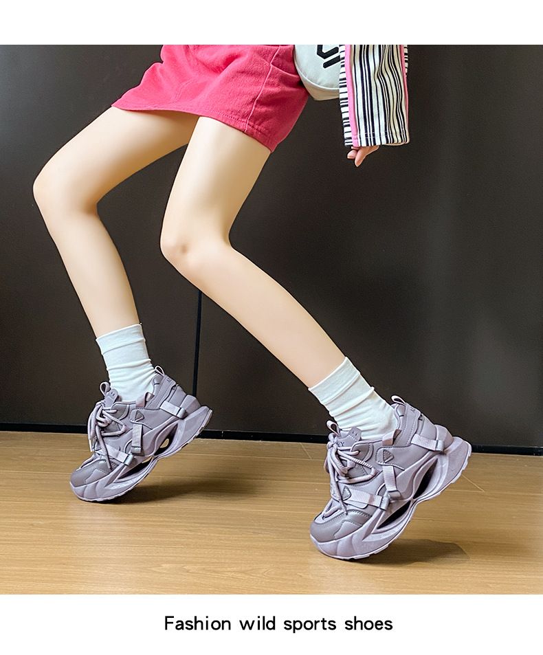 i Dad Shoes Female Student Sports Running Shoes Casual Shoes Platform Height Increase_voghion.com