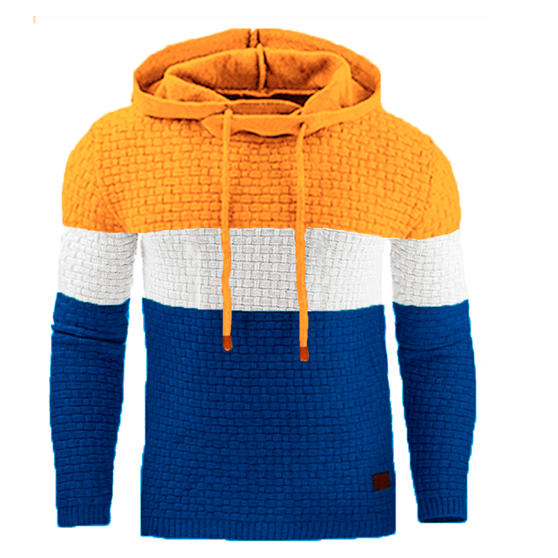 Herren Jacquard Pullover Langarm Pullover Warme Farbe Kapuzenpullover_voghion.com