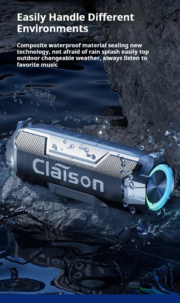 Caisson de basses 30 W, lumière colorée, sans fil, Bluetooth 5.3, son stéréo, portable, fête familiale, karaoké, boombox, étanche_voghion.com