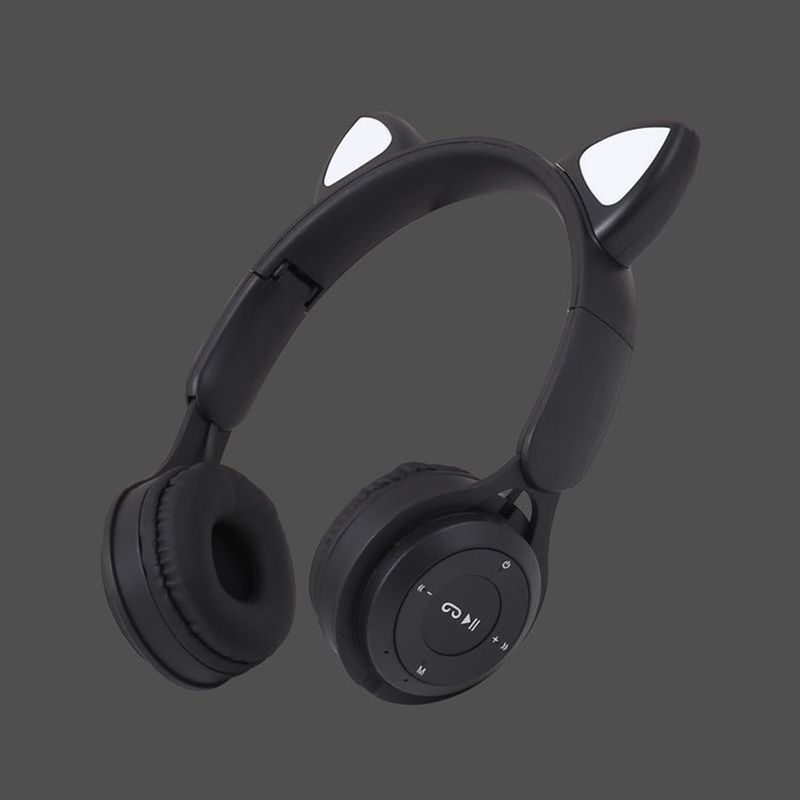 MZ08 Headphone Bluetooth 5.0 Reduction Heavy Bass Foldable Storage Cute Cat with Gradient Light Wireless Headset Office_voghion.com