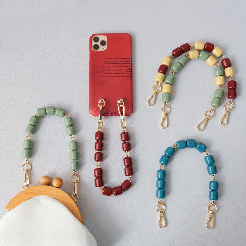 Fashionable Personality Beaded Handmade Color-Block Resin Bag Handheld Acrylic Bead Decorative Chain_voghion.com