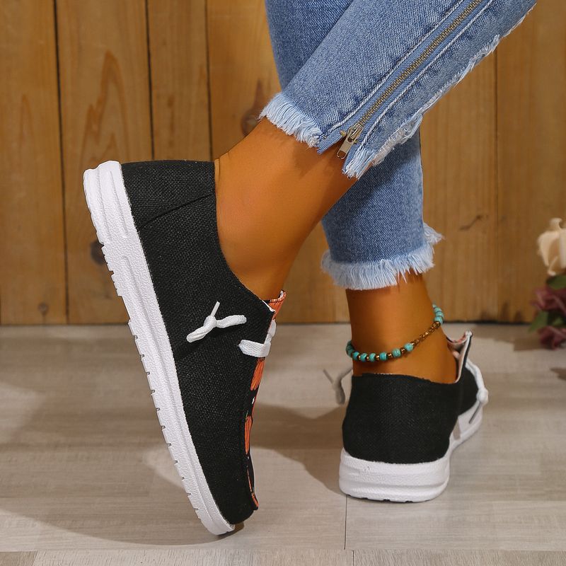 Halloween Women's 2025 New Round Toe Lace-up Plus Size Flat Casual Shoes_voghion.com