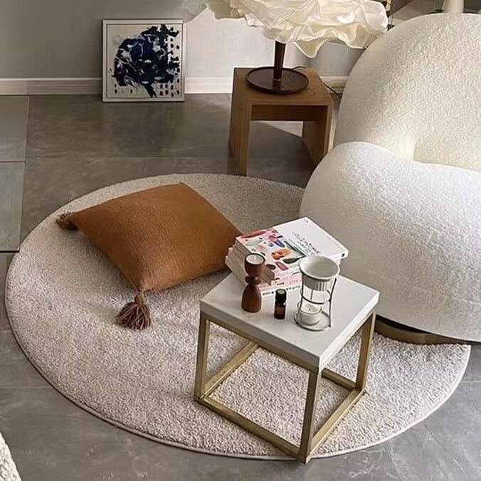 Tapis rond en velours uni avec insonorisation et miroir_voghion.com