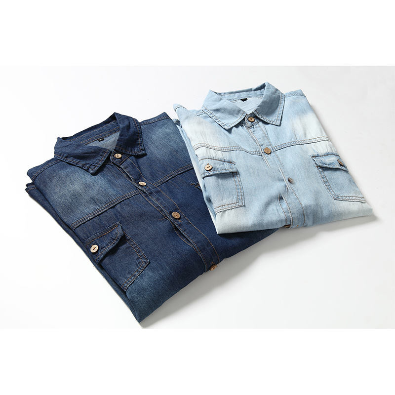 2022 frühling und Herbst Jugend Schlank Langarm Denim Hemd Casual Joker Einfarbig Vier Jahreszeiten Hemd Grenzüberschreitende Außenhandel_voghion.com