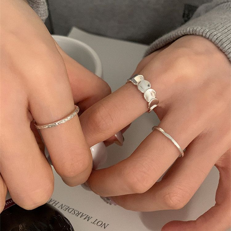 Korean New INS For Women Fish Scale Round Index Finger Accessory Niche Design Tail Stackable Plain Ring_voghion.com