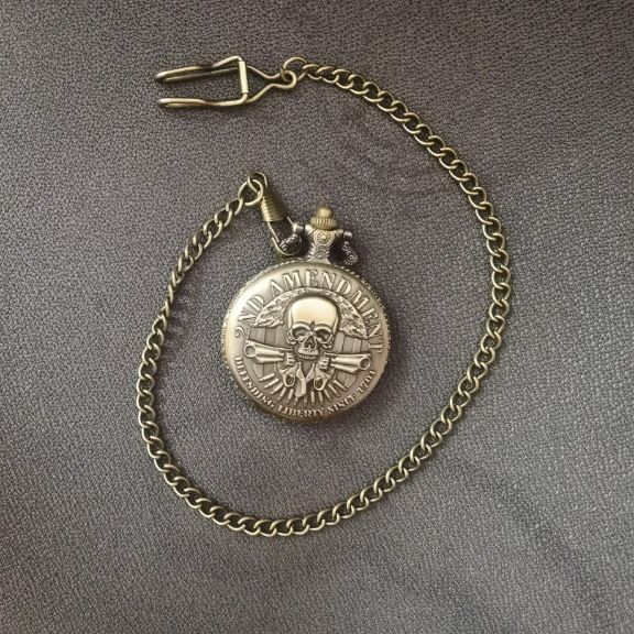 Kuum Müüa individuaalse disainiga topeltpüstoli kummipea vintage klapiga kaelakee suur taskukell_voghion.com