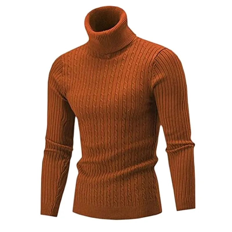 Automne et hiver pull à manches longues décontracté lin col haut hommes tricots bas haut_voghion.com