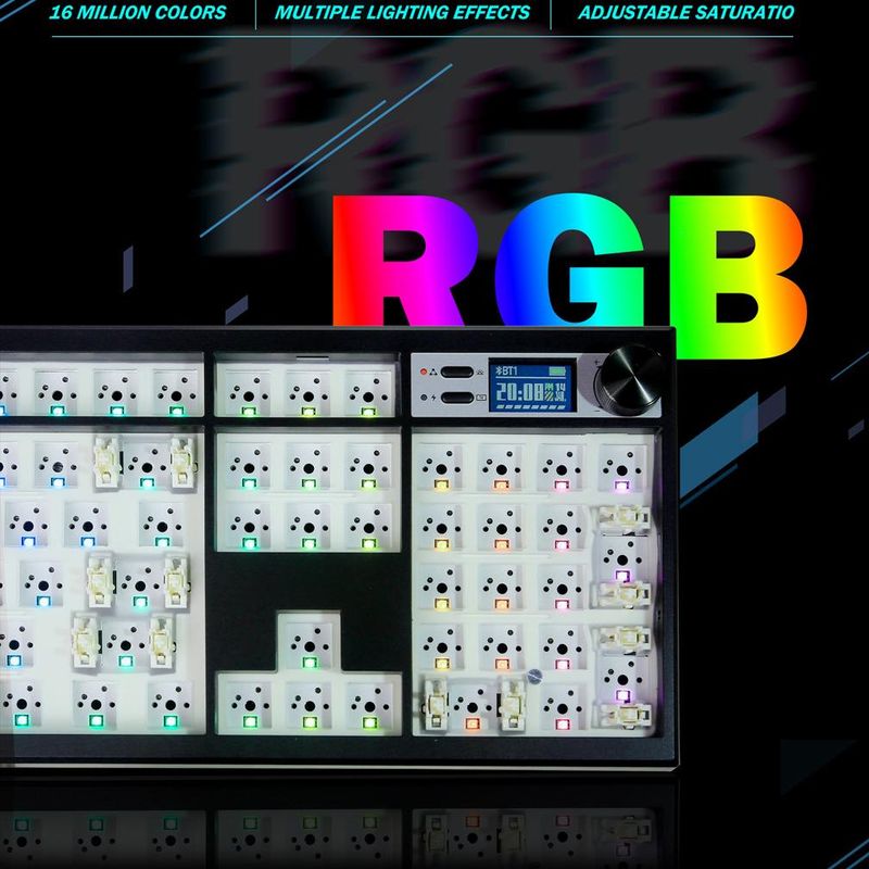 Zuya G104 Nical-Tastatur, Drei-Modus-Bluetooth-Kit, RGB, mit Bildschirm-Lautstärkeregler-Unterstützung über Änderungstaste_voghion.com