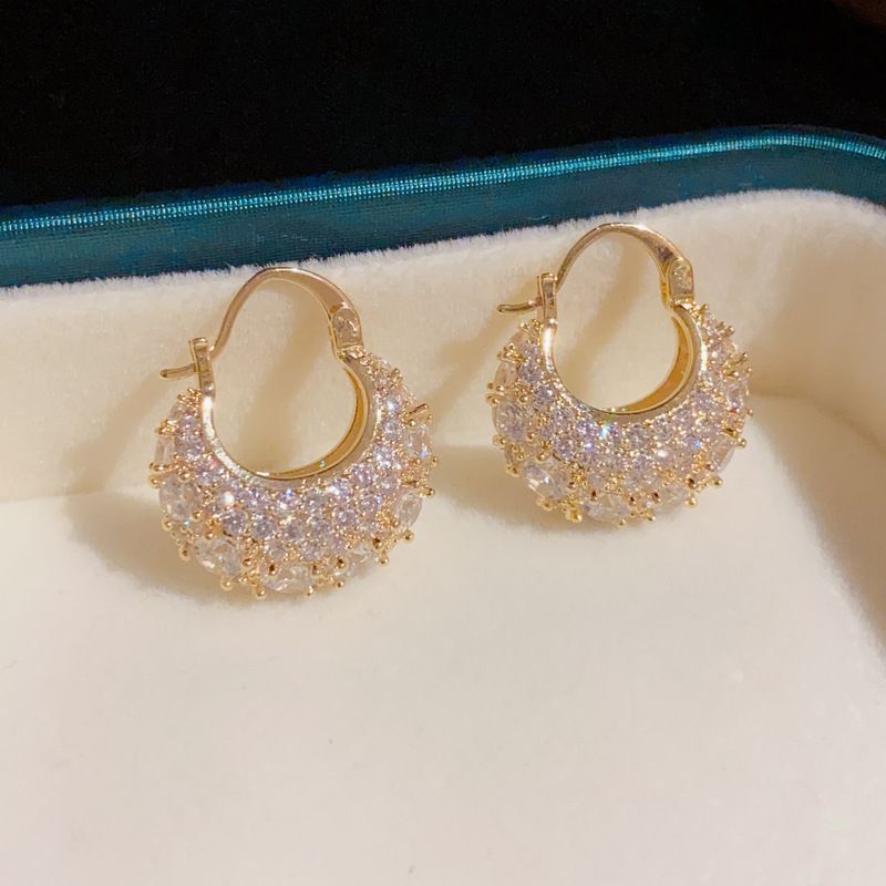 Micro Paved Full Zircon Bag-Shaped Internet Celebrity Personality Exquisite Super Shiny High-End Versatile Earrings For_voghion.com