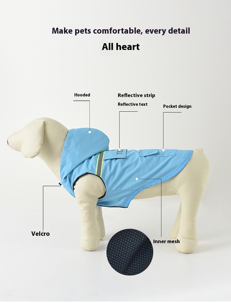 New Pet Clothing, Dog Reflective Raincoat Pocket Design, Waterproof Two Legged Clothing_voghion.com