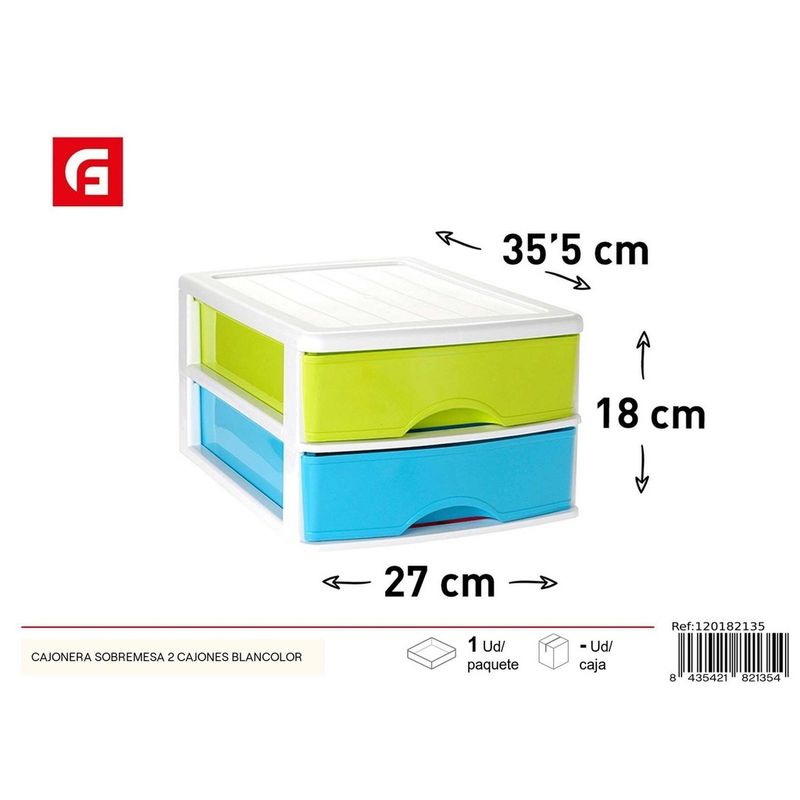 White 2-drawer Desktop Chest Of Drawers - Plastic Organizers_voghion.com