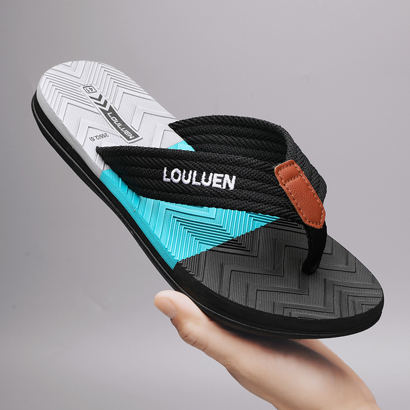 Nuovo stile di abbigliamento estivo, pantofole da spiaggia casual alla moda da uomo con motivo a spina di pesce, con clip sui piedi, pantofole fresche per uso domestico_voghion.com