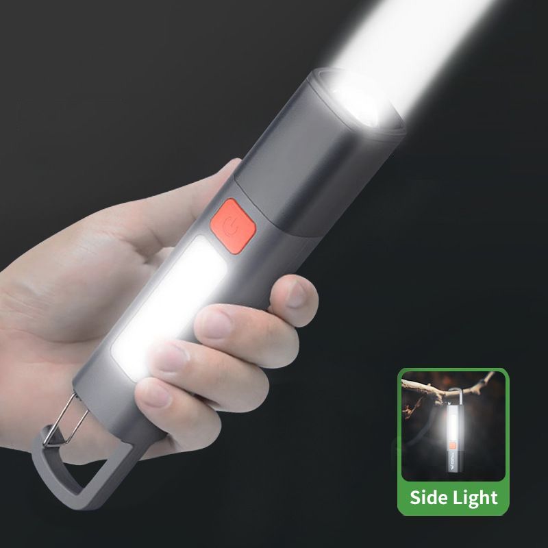 Cross-Border Multifunctional Outdoor LED Camping Strong Light Zoom Rechargeable Portable Hook Atmosphere Flashlight_voghion.com