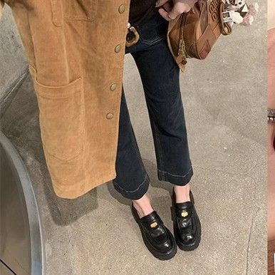 Sheii Su Yinyin's same style horse version~Small gold coins, thick soled, lazy person, one foot kick, Le Fu single shoe,_voghion.com