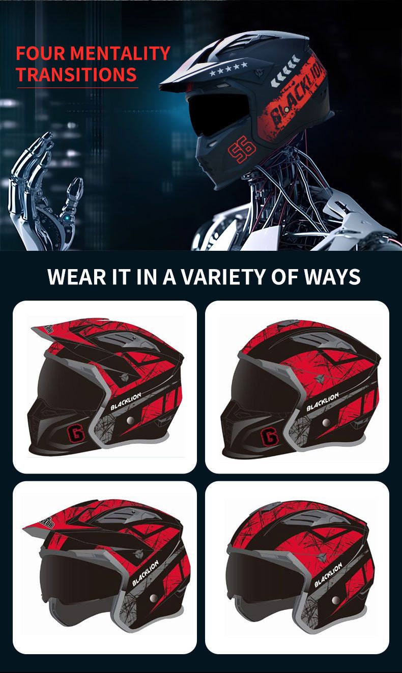 Motorcycle helmet Full helmet adult detachable combination helmet four seasons general purpose riding Half helmet_voghion.com
