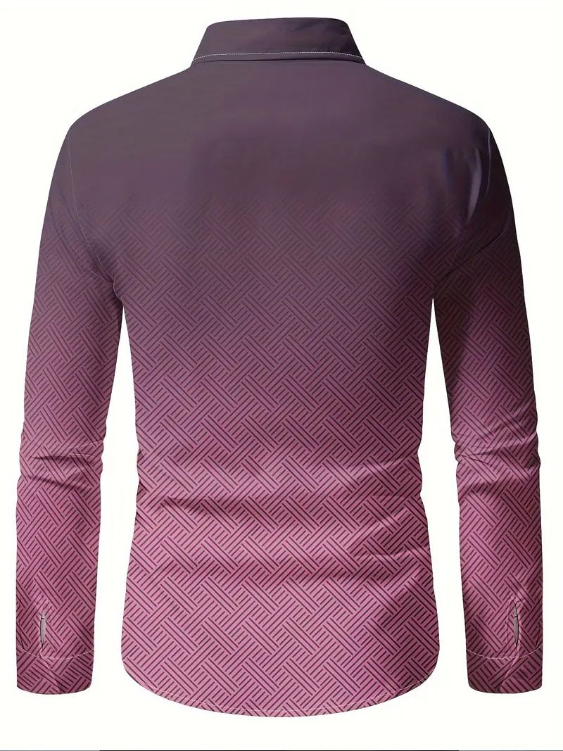 Camicia casual a maniche lunghe da uomo, nuova, primavera e autunno, con colori sfumati_voghion.com