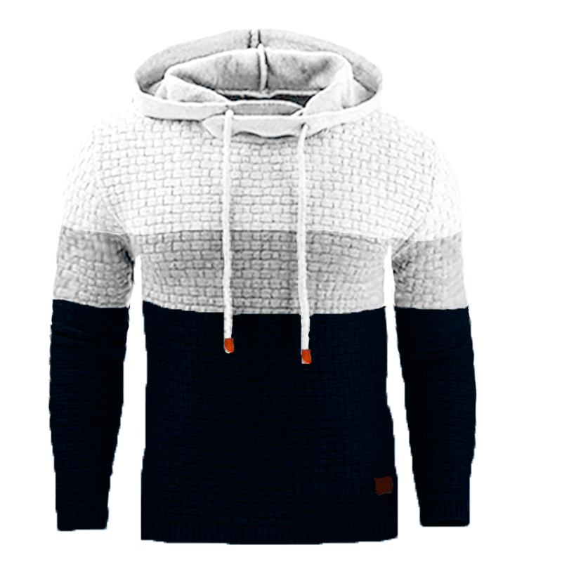 Herren Jacquard Pullover Langarm Pullover Warme Farbe Kapuzenpullover_voghion.com