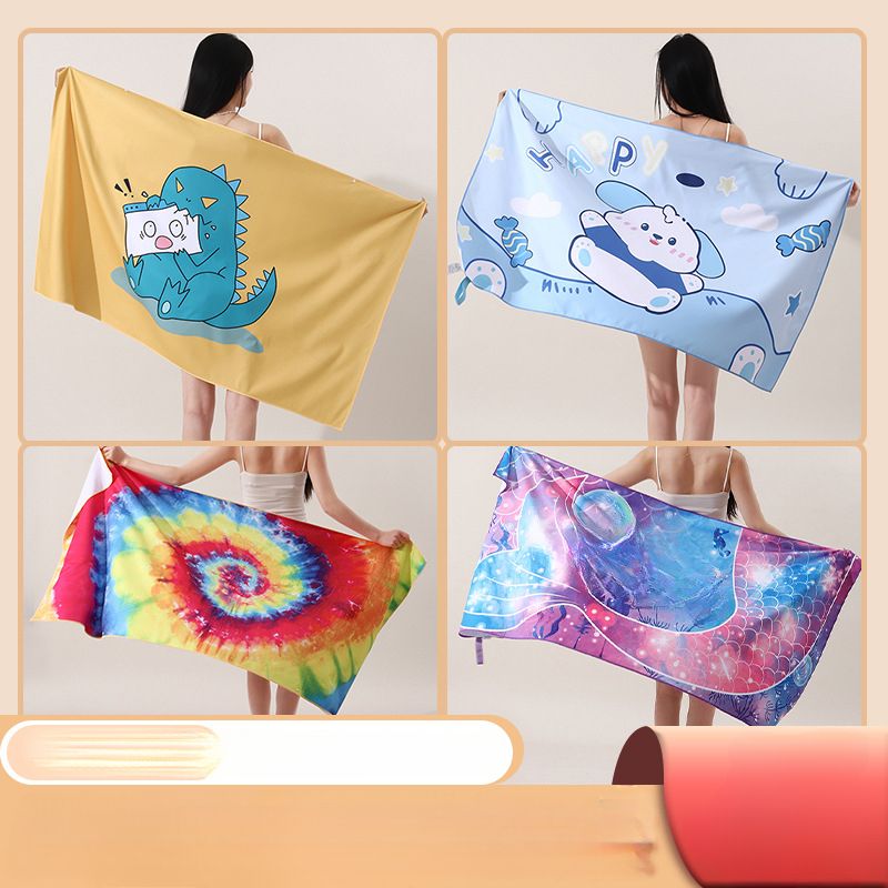 Beach Double-Sided Fleece Absorbent Quick-Dry Sunscreen Bath Swimming Sports Microfiber Towel Thickened_voghion.com