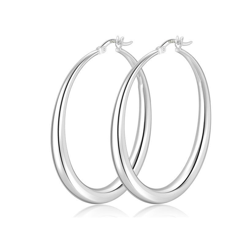 New Silver Thick Large Circle Hoop Irregular Needle Personality Earrings_voghion.com
