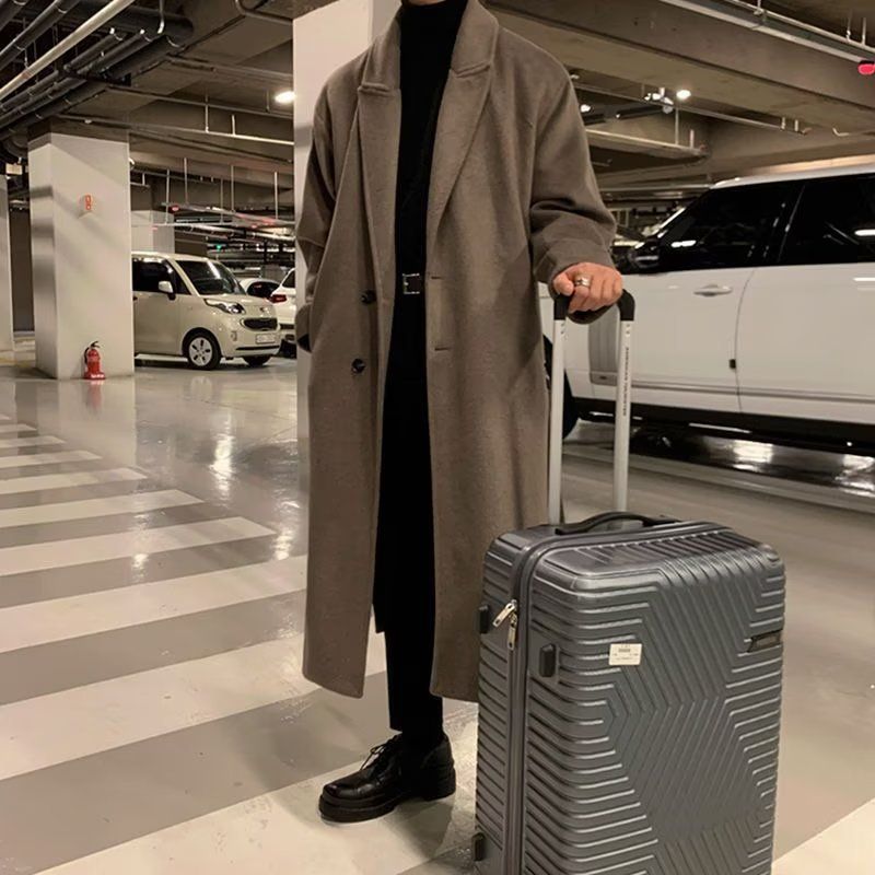 Men’s Double-Layer Wool Overcoat – Korean Style Long Trench Coat With Premium Feel_voghion.com