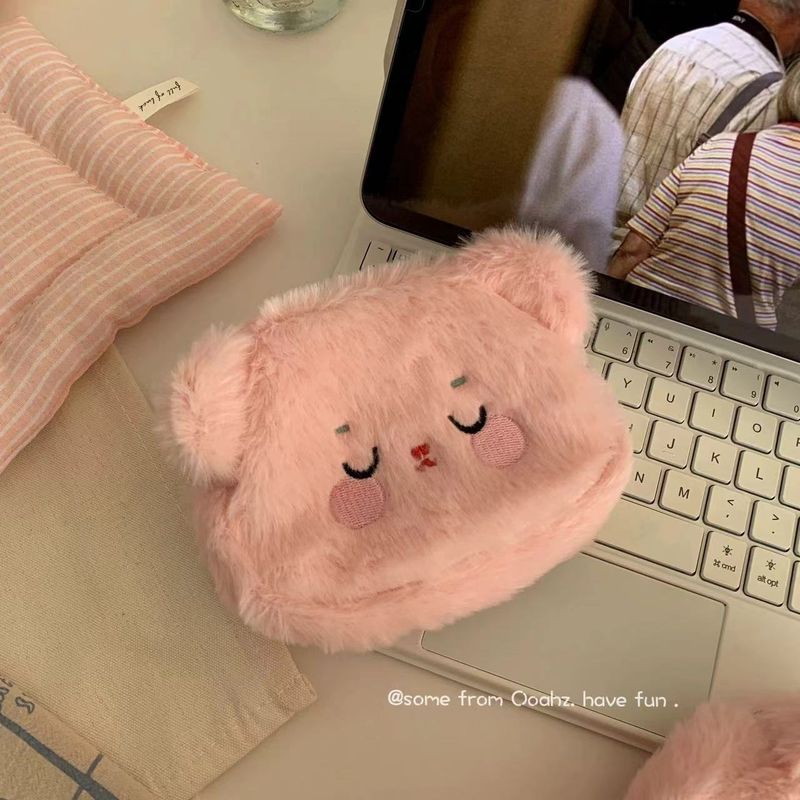 Simpatico portamonete a forma di orso di peluche, portatile, portaoggetti vario, porta auricolari, porta rossetto, piccolo porta carte ricamato_voghion.com