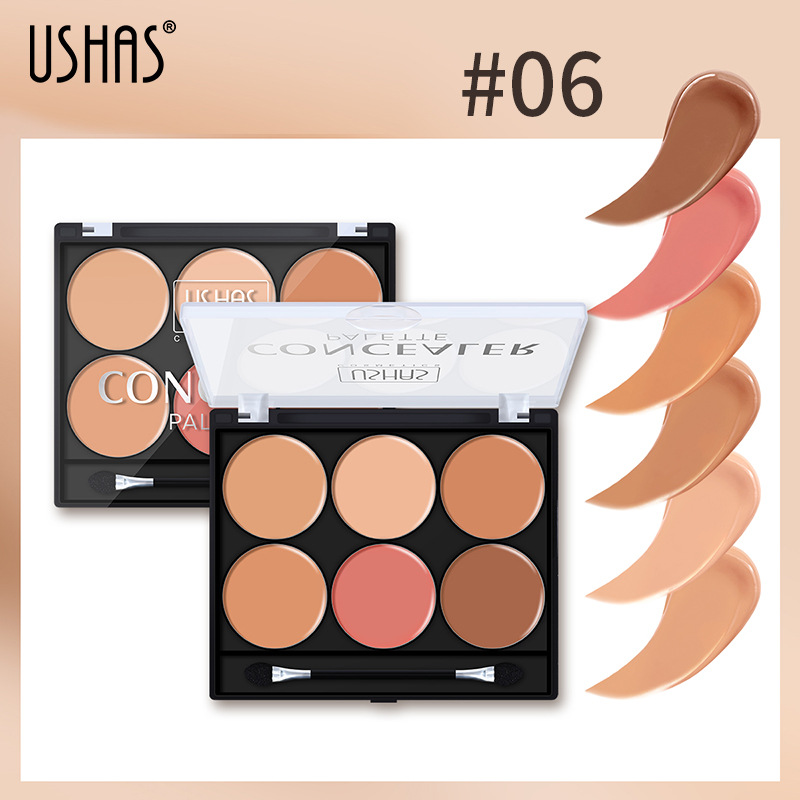 USHAS Makeup 6 kleuren concealer Palet foundation make-up Waterdicht, verhelderend, huidtint aanpassend, blijvend_voghion.com