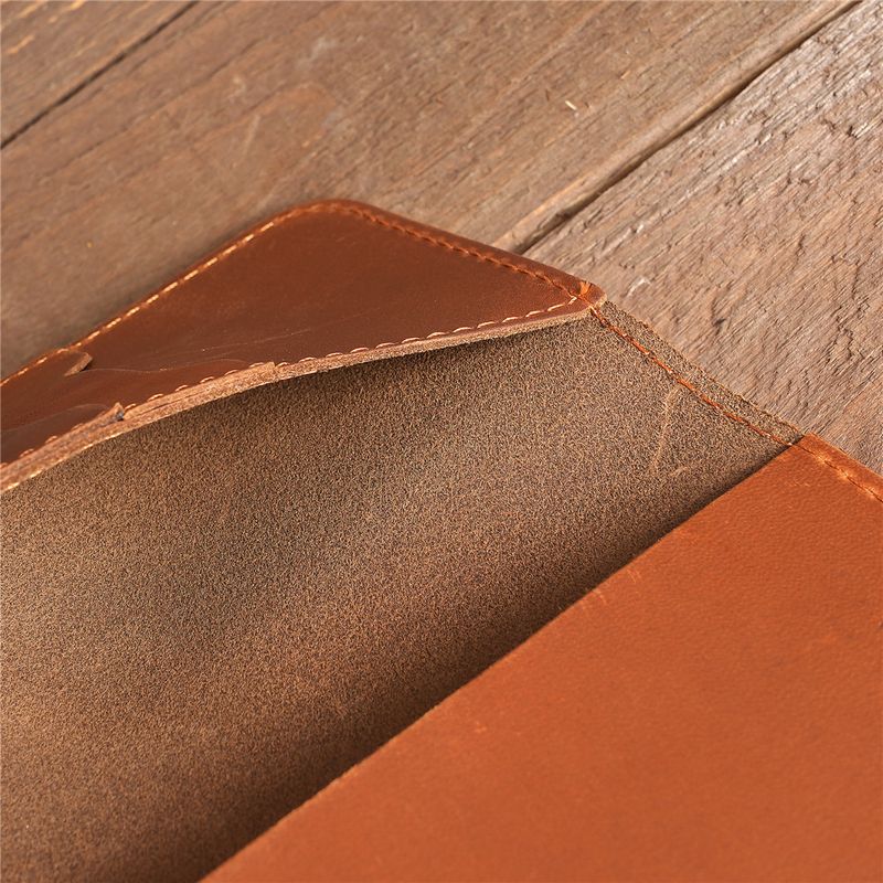 Men's Genuine Crazy Horse Leather Long Wallet Wallet Card Holder Ticket Check Bag Storage_voghion.com